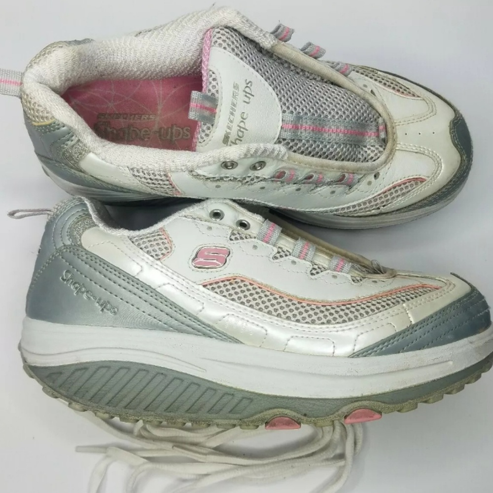 Sketchers shape ups Shoes size 7 White/Silver/Pink